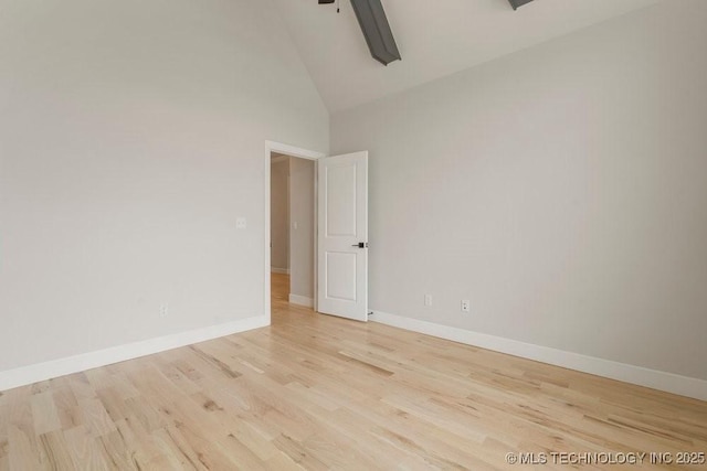 5918 E 126th Pl S, Bixby, OK 74008 - empty room featuring high vaulted ceiling and wood finished floors