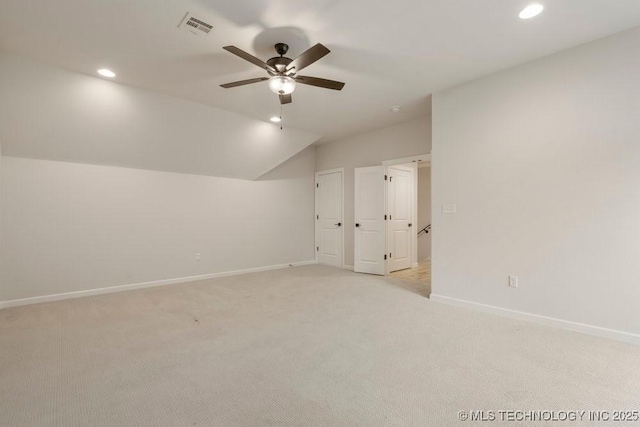 5918 E 126th Pl S, Bixby, OK 74008 - bonus room with ceiling fan, light carpet, recessed lighting, and vaulted ceiling