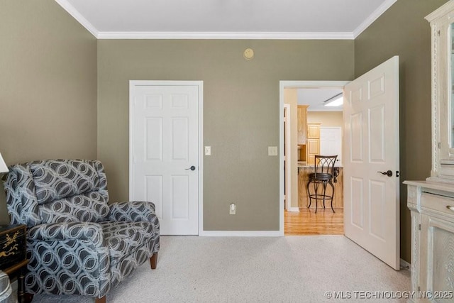 8306 E 77th Pl, Tulsa, OK 74133 - sitting room with crown molding and carpet floors