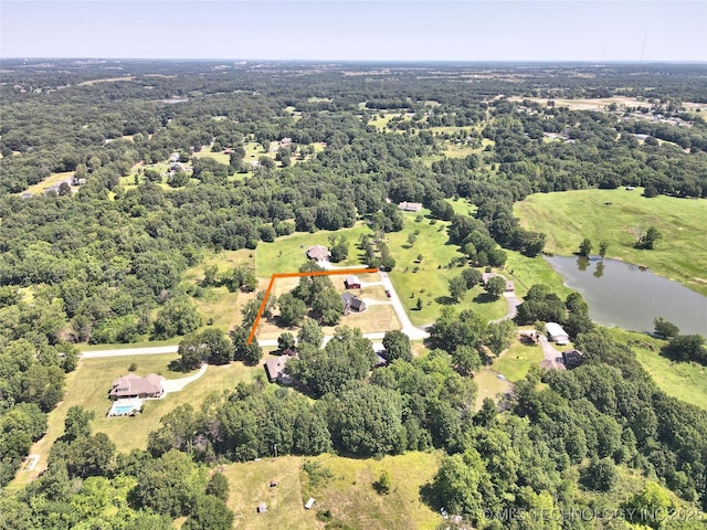 14772 S 212th E Ave, Coweta, OK 74429 - aerial overview of property's location featuring a nearby body of water and property parcel outlined