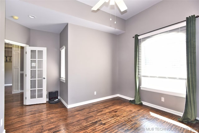14772 S 212th E Ave, Coweta, OK 74429 - unfurnished room featuring wood finished floors, ceiling fan, and french doors