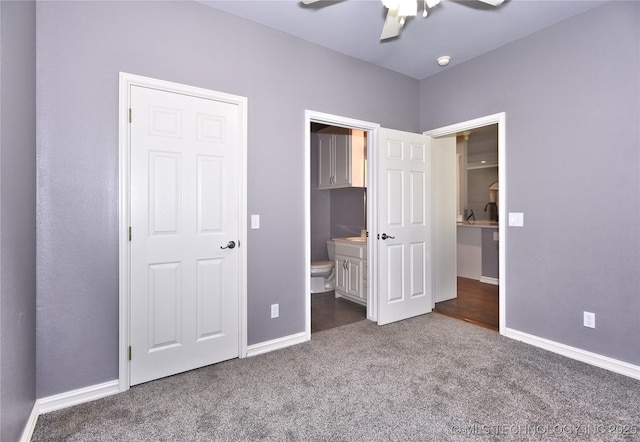 14772 S 212th E Ave, Coweta, OK 74429 - unfurnished bedroom with carpet, connected bathroom, and ceiling fan