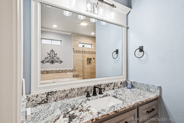 3818 W Phoenix Pl, Broken Arrow, OK 74011 - bathroom featuring vanity, a tile shower, and a tub to relax in