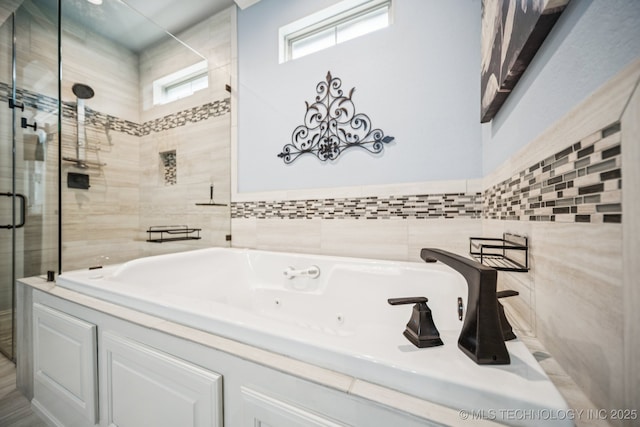3818 W Phoenix Pl, Broken Arrow, OK 74011 - bathroom with a jetted tub and a stall shower