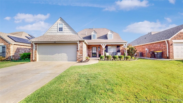 1010 W 120th St, Jenks, OK 74037 - traditional-style house with a front lawn, brick siding, concrete driveway, a porch, and a shingled roof