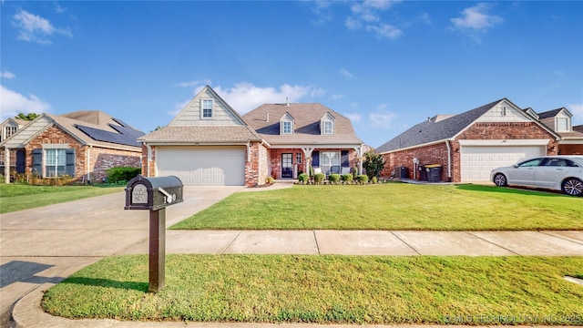 1010 W 120th St, Jenks, OK 74037 - traditional home featuring a front lawn, driveway, a garage, and brick siding