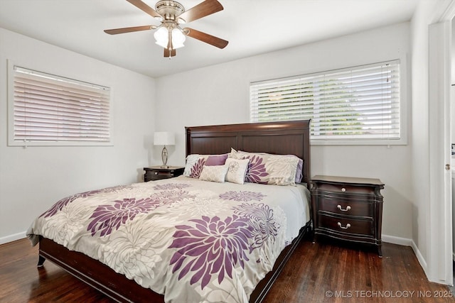 7547 E 27th St, Tulsa, OK 74129 - bedroom with wood finished floors and a ceiling fan