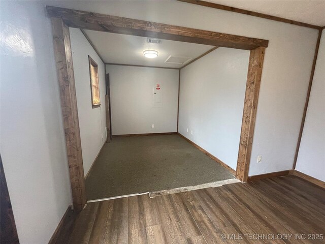 3176 E 2030th Rd, Sawyer, OK 74756 - empty room with wood finished floors and baseboards