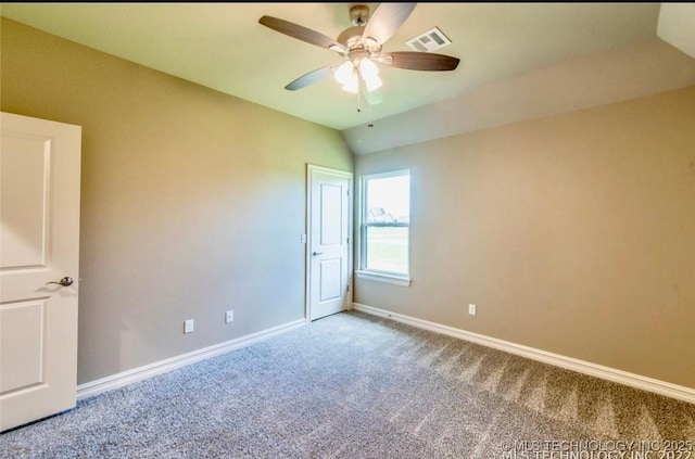 9022 N 65th Pl E, Owasso, OK 74055 - carpeted empty room featuring ceiling fan and lofted ceiling