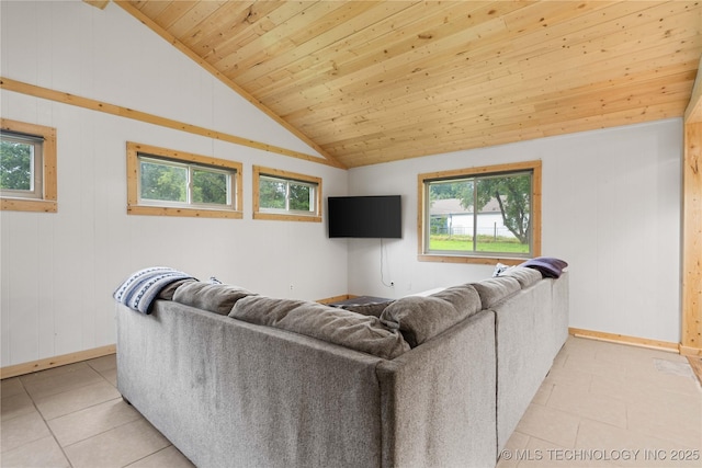 417530 E 1140th Rd, Checotah, OK 74426 - living area with plenty of natural light, wooden ceiling, light tile patterned floors, and lofted ceiling