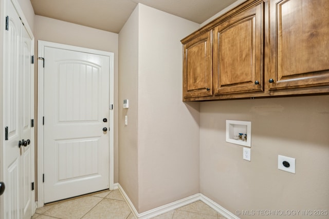 9200 E 92nd Pl, Owasso, OK 74055 - laundry area featuring cabinet space, hookup for an electric dryer, hookup for a washing machine, and light tile patterned flooring