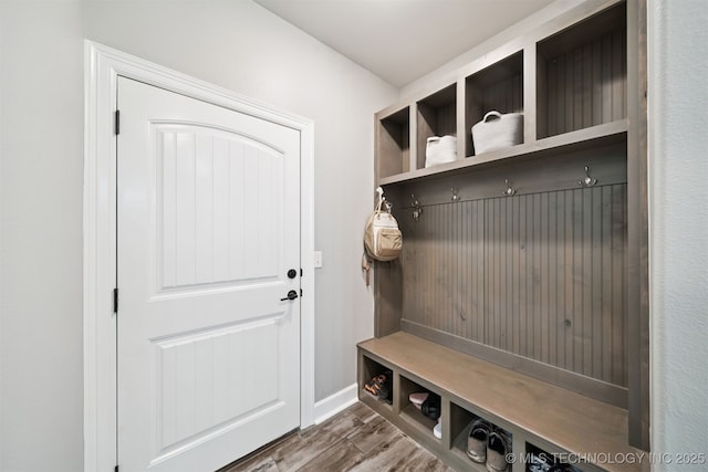 1909 W Nashville St, Broken Arrow, OK 74012 - mudroom featuring wood finished floors and baseboards