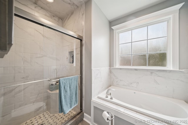 1909 W Nashville St, Broken Arrow, OK 74012 - bathroom featuring a garden tub and a stall shower