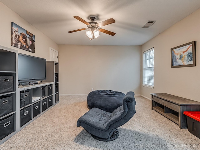 333 Springview Dr, Skiatook, OK 74070 - sitting room featuring carpet and ceiling fan
