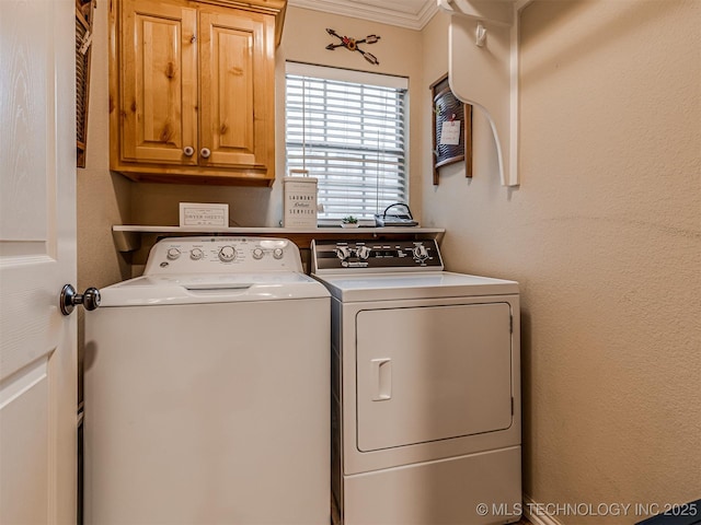 333 Springview Dr, Skiatook, OK 74070 - washroom with cabinet space, independent washer and dryer, and crown molding