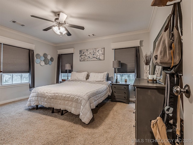 333 Springview Dr, Skiatook, OK 74070 - carpeted bedroom with ornamental molding and ceiling fan