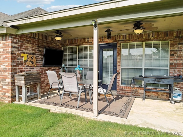 1112 N Yellowood Ave, Broken Arrow, OK 74012 - view of patio featuring a ceiling fan and outdoor dining space