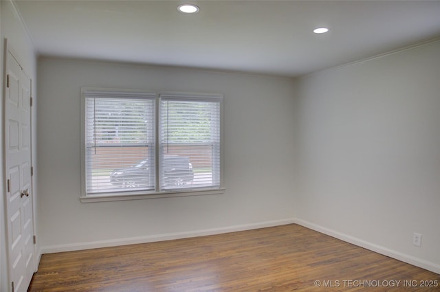 3634 S Pittsburg Ave, Tulsa, OK 74135 - empty room featuring crown molding, wood finished floors, and recessed lighting