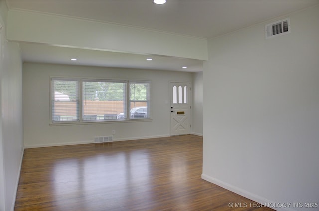 3634 S Pittsburg Ave, Tulsa, OK 74135 - spare room with wood finished floors, recessed lighting, and crown molding