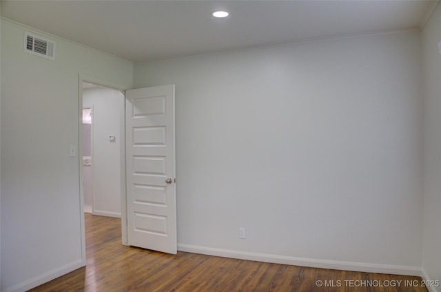 3634 S Pittsburg Ave, Tulsa, OK 74135 - spare room featuring ornamental molding, wood finished floors, and recessed lighting