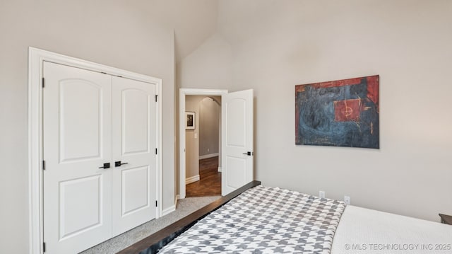 7920 N 147th E Ave, Owasso, OK 74055 - bedroom with a closet and high vaulted ceiling