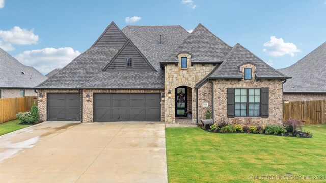 7920 N 147th E Ave, Owasso, OK 74055 - french provincial home with an attached garage, roof with shingles, concrete driveway, and brick siding