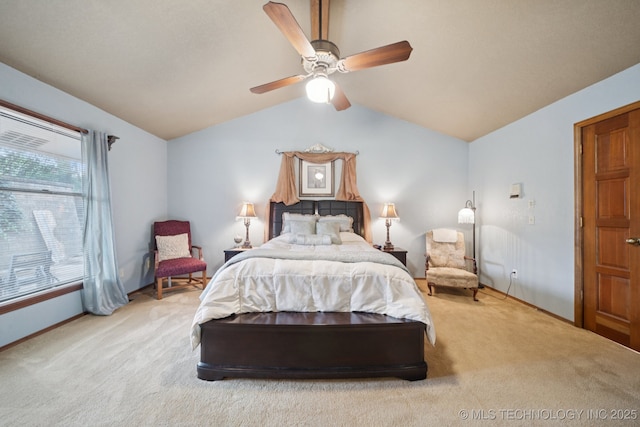 3334 E 100th Pl, Tulsa, OK 74137 - carpeted bedroom featuring vaulted ceiling and ceiling fan