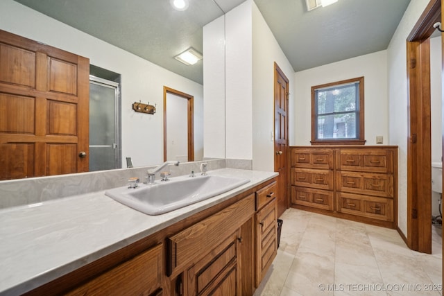 3334 E 100th Pl, Tulsa, OK 74137 - bathroom with vanity and a stall shower