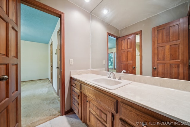 3334 E 100th Pl, Tulsa, OK 74137 - bathroom with vanity, recessed lighting, and tile patterned flooring