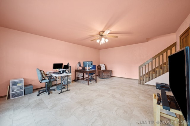 3334 E 100th Pl, Tulsa, OK 74137 - home office featuring a ceiling fan