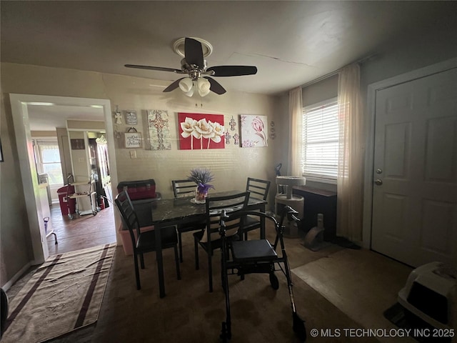 106 N Jordan St, Cleveland, OK 74020 - dining area featuring healthy amount of natural light and a ceiling fan