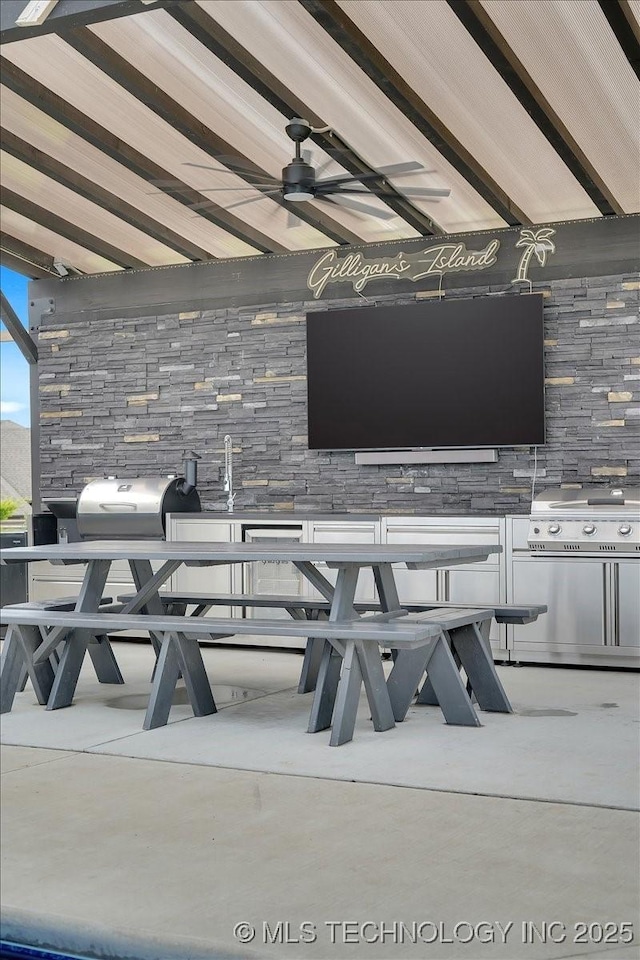 7107 E 88th St N, Owasso, OK 74055 - view of patio featuring a ceiling fan and area for grilling