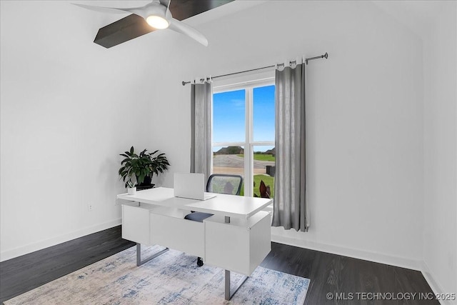 7107 E 88th St N, Owasso, OK 74055 - office space with dark wood-style flooring and ceiling fan