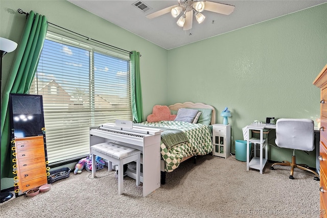1507 Southern Hills Dr, Ardmore, OK 73401 - carpeted bedroom featuring a ceiling fan and an office area