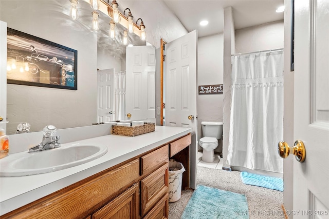 1507 Southern Hills Dr, Ardmore, OK 73401 - full bath featuring vanity, recessed lighting, and a shower with curtain