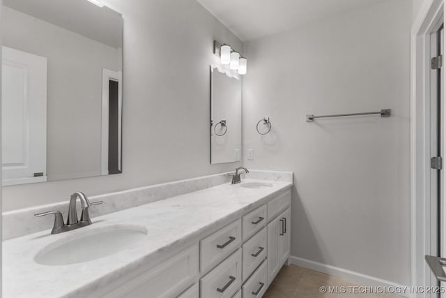 2833 E 142nd St S, Bixby, OK 74008 - bathroom featuring double vanity and tile patterned floors