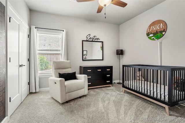 524 N 85th St, Broken Arrow, OK 74014 - carpeted bedroom with a crib and ceiling fan