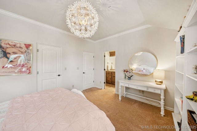 9545 E 108th St S, Bixby, OK 74133 - bedroom with carpet flooring, a chandelier, and crown molding
