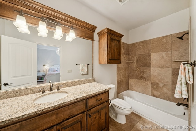 9545 E 108th St S, Bixby, OK 74133 - ensuite bathroom featuring vanity, bathing tub / shower combination, and tile patterned flooring
