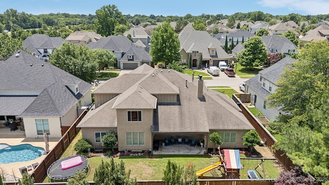 9545 E 108th St S, Bixby, OK 74133 - aerial view of residential area featuring a pool area