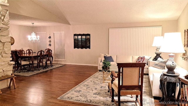 4224 E 84th St, Tulsa, OK 74137 - living room featuring a chandelier and wood finished floors