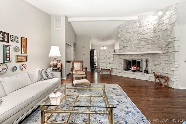 4224 E 84th St, Tulsa, OK 74137 - living area with wood finished floors and a stone fireplace