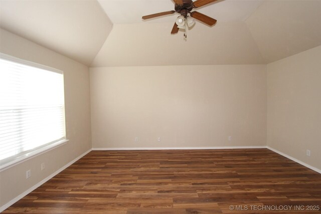 14313 E 112th Pl, Owasso, OK 74055 - bonus room with vaulted ceiling, ceiling fan, and wood finished floors