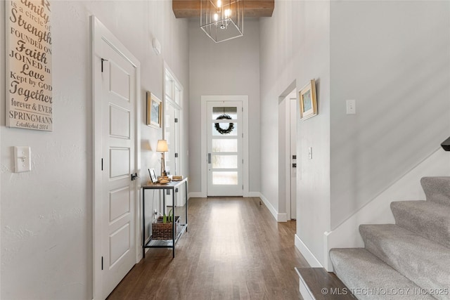 10470 E 123rd Pl S, Bixby, OK 74008 - foyer entrance featuring stairs, a high ceiling, and wood finished floors