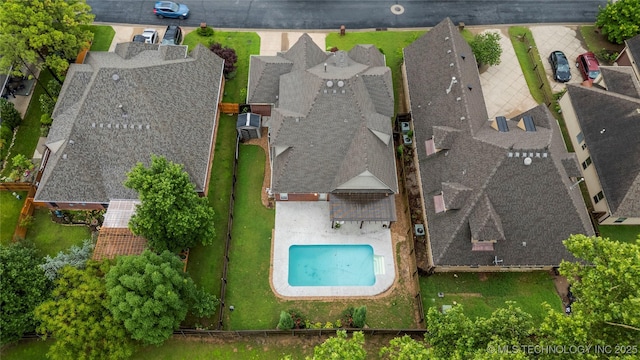 9722 S 75th E Ave, Tulsa, OK 74133 - aerial perspective of suburban area with a pool