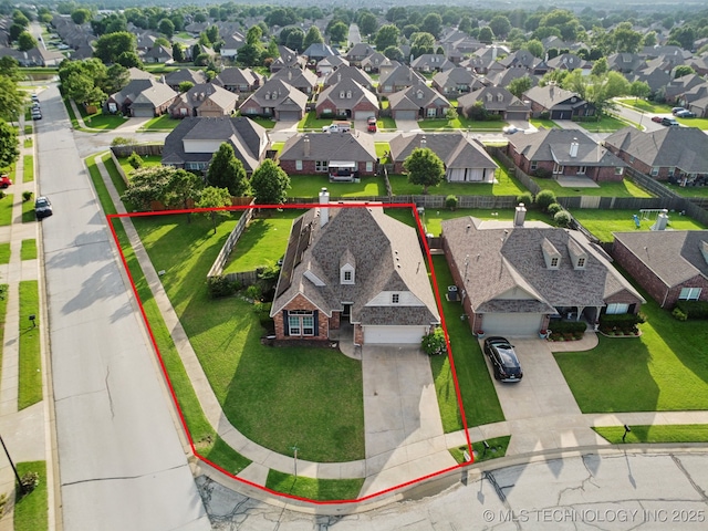 4770 S 204th E Ave, Broken Arrow, OK 74014 - aerial perspective of suburban area featuring property boundaries highlighted