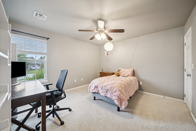 4770 S 204th E Ave, Broken Arrow, OK 74014 - bedroom with carpet floors, an office area, and a ceiling fan