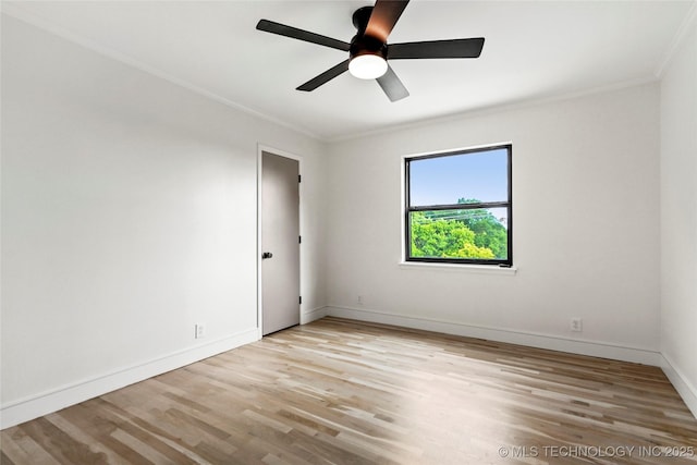 2936 E 75th St, Tulsa, OK 74136 - unfurnished room with ornamental molding, light wood-type flooring, and a ceiling fan