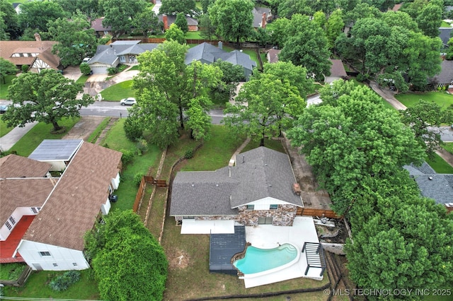 2936 E 75th St, Tulsa, OK 74136 - aerial perspective of suburban area with a pool area