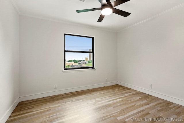 2936 E 75th St, Tulsa, OK 74136 - unfurnished room featuring crown molding, light wood-style flooring, and ceiling fan
